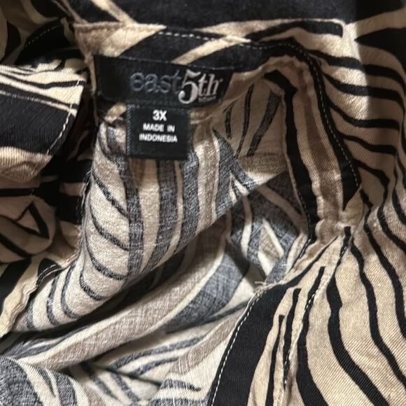 East 5th Linen Blend Neutral Tropical Lagenlook Top Women Size 3X Resort Scandi - Picture 6 of 7